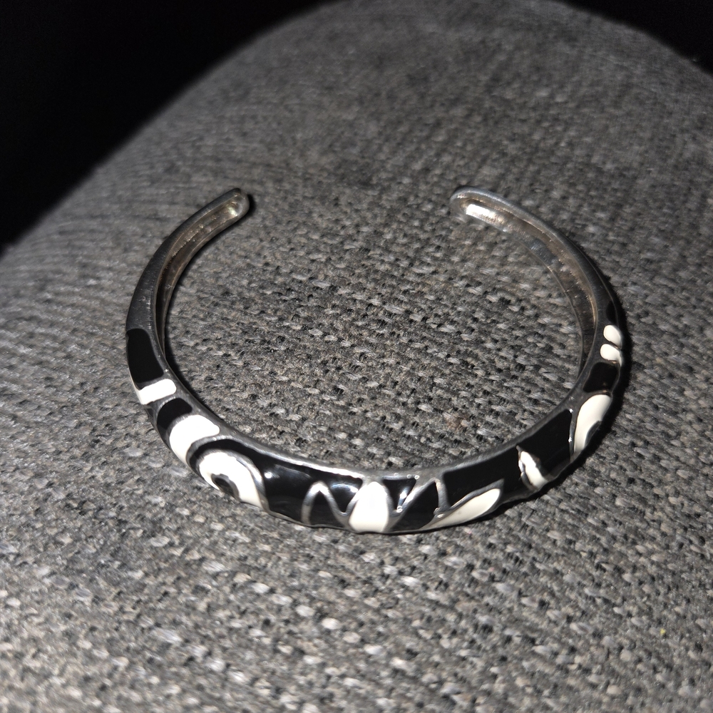 925 Black and White Bangle Bracelet
